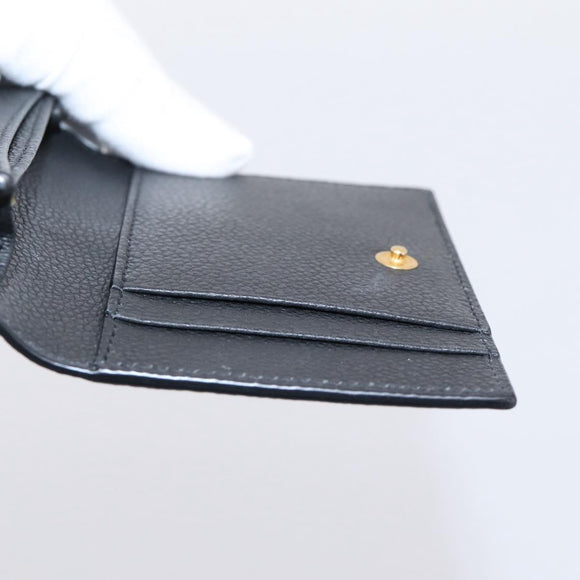 SAINT LAURENT Cassandra Card Case Leather Black Gold Auth 204792M