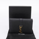 SAINT LAURENT Cassandra Card Case Leather Black Gold Auth 204792M-12
