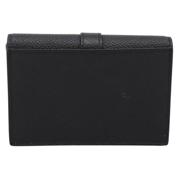 SAINT LAURENT Cassandra Card Case Leather Black Gold Auth 204792M