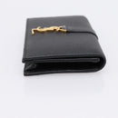 SAINT LAURENT Cassandra Card Case Leather Black Gold Auth 204792M-4
