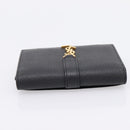SAINT LAURENT Cassandra Card Case Leather Black Gold Auth 204792M-5
