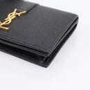 SAINT LAURENT Cassandra Card Case Leather Black Gold Auth 204792M-7