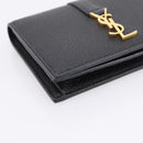 SAINT LAURENT Cassandra Card Case Leather Black Gold Auth 204792M-14