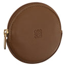 LOEWE Coin Purse Leather Beige Gold Auth 204794A-1