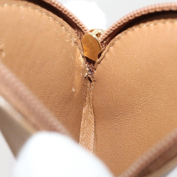 LOEWE Coin Purse Leather Beige Gold Auth 204794A