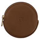LOEWE Coin Purse Leather Beige Gold Auth 204794A-13