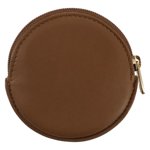 LOEWE Coin Purse Leather Beige Gold Auth 204794A