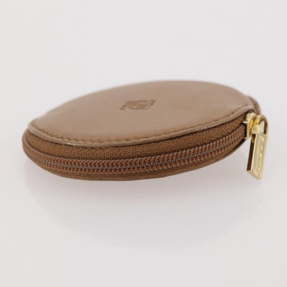 LOEWE Coin Purse Leather Beige Gold Auth 204794A