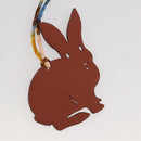 HERMES Petit Ash Rabbit PM Bag Charm Leather Brown Auth 204795M-4