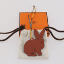 HERMES Petit Ash Rabbit PM Bag Charm Leather Brown Auth 204795M-9