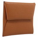 HERMES Bastia Coin Purse Leather Brown Auth 204796M-1