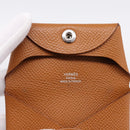 HERMES Bastia Coin Purse Leather Brown Auth 204796M-12
