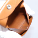 HERMES Bastia Coin Purse Leather Brown Auth 204796M-13