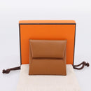HERMES Bastia Coin Purse Leather Brown Auth 204796M-17