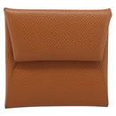 HERMES Bastia Coin Purse Leather Brown Auth 204796M-2