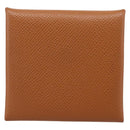 HERMES Bastia Coin Purse Leather Brown Auth 204796M-3