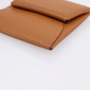 HERMES Bastia Coin Purse Leather Brown Auth 204796M-8