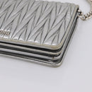 Miu Miu Matelasse Chain Shoulder Bag Leather Silver Auth 204797A-14