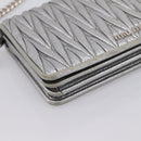 Miu Miu Matelasse Chain Shoulder Bag Leather Silver Auth 204797A-15