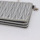 Miu Miu Matelasse Chain Shoulder Bag Leather Silver Auth 204797A-16