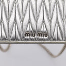 Miu Miu Matelasse Chain Shoulder Bag Leather Silver Auth 204797A-18