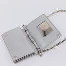 Miu Miu Matelasse Chain Shoulder Bag Leather Silver Auth 204797A-9