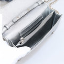 Miu Miu Matelasse Chain Shoulder Bag Leather Silver Auth 204797A-19