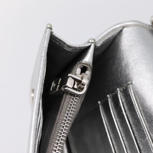 Miu Miu Matelasse Chain Shoulder Bag Leather Silver Auth 204797A