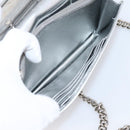 Miu Miu Matelasse Chain Shoulder Bag Leather Silver Auth 204797A-23