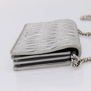 Miu Miu Matelasse Chain Shoulder Bag Leather Silver Auth 204797A-4