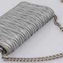 Miu Miu Matelasse Chain Shoulder Bag Leather Silver Auth 204797A-6