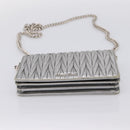 Miu Miu Matelasse Chain Shoulder Bag Leather Silver Auth 204797A-5