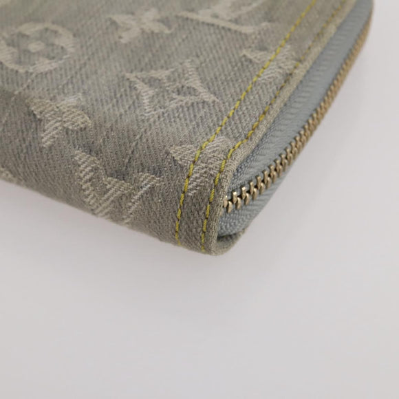 LOUIS VUITTON Monogram denim Zippy Wallet Wallet Gray M13214 LV Auth 204799M