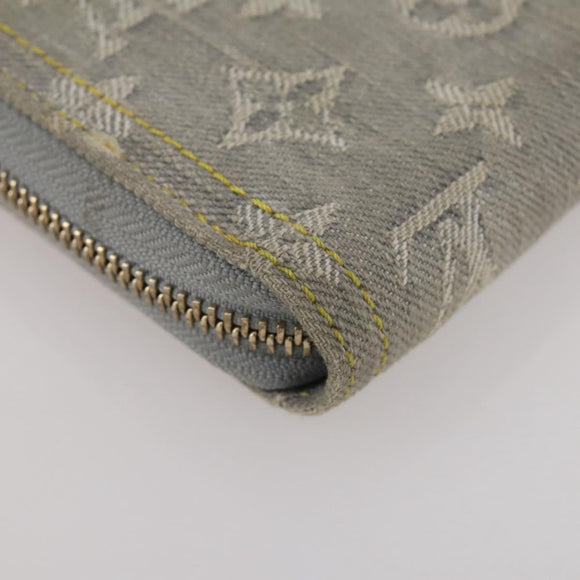 LOUIS VUITTON Monogram denim Zippy Wallet Wallet Gray M13214 LV Auth 204799M