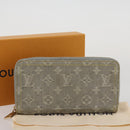 LOUIS VUITTON Monogram denim Zippy Wallet Wallet Gray M13214 LV Auth 204799M-12