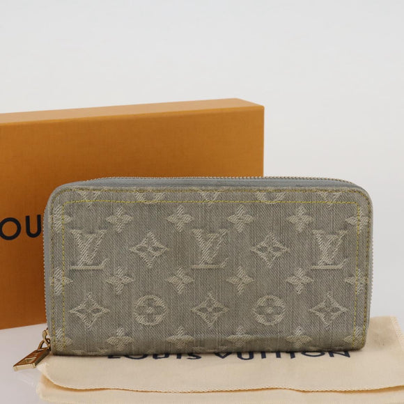 LOUIS VUITTON Monogram denim Zippy Wallet Wallet Gray M13214 LV Auth 204799M