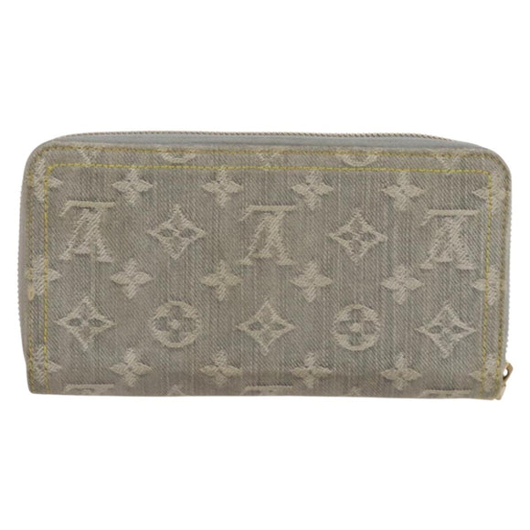 LOUIS VUITTON Monogram denim Zippy Wallet Wallet Gray M13214 LV Auth 204799M