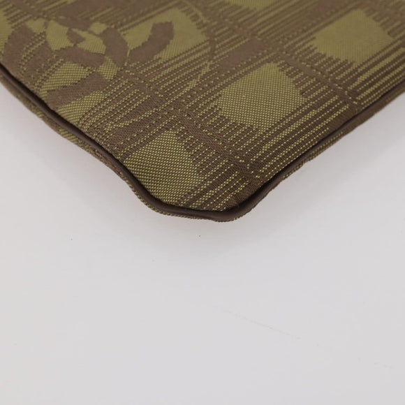 CHANEL New Travel Line Clutch Bag Canvas Brown CC Auth 204800A