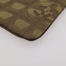 CHANEL New Travel Line Clutch Bag Canvas Brown CC Auth 204800A-16