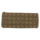 CHANEL New Travel Line Clutch Bag Canvas Brown CC Auth 204800A-13