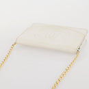 CHANEL Chain Shoulder Bag Caviar Skin White Gold CC Auth 204805-15