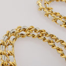 CHANEL Chain Shoulder Bag Caviar Skin White Gold CC Auth 204805-17