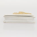CHANEL Chain Shoulder Bag Caviar Skin White Gold CC Auth 204805-8