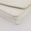 CHANEL Chain Shoulder Bag Caviar Skin White Gold CC Auth 204805-19