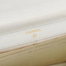 CHANEL Chain Shoulder Bag Caviar Skin White Gold CC Auth 204805-25