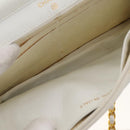 CHANEL Chain Shoulder Bag Caviar Skin White Gold CC Auth 204805-11