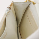 CHANEL Chain Shoulder Bag Caviar Skin White Gold CC Auth 204805-27