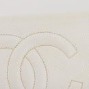 CHANEL Chain Shoulder Bag Caviar Skin White Gold CC Auth 204805-2
