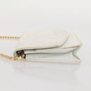 CHANEL Chain Shoulder Bag Caviar Skin White Gold CC Auth 204805-6