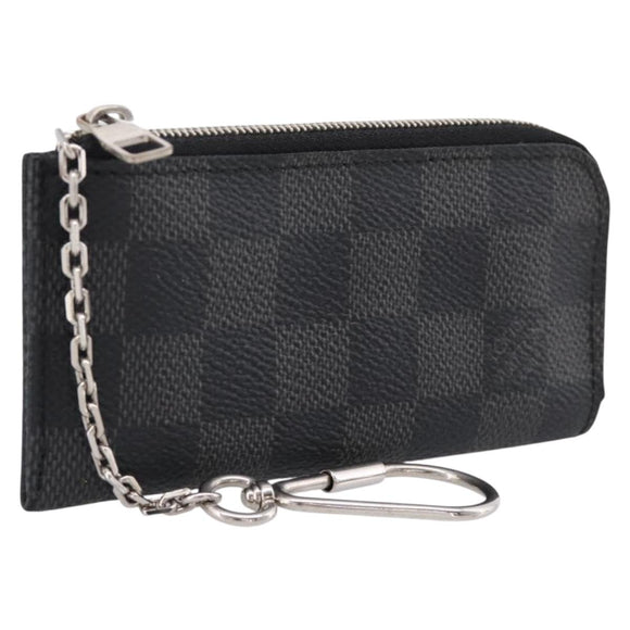 LOUIS VUITTON Damier Graphite Pochette Cles Coin Purse N60155 LV Auth 204807A